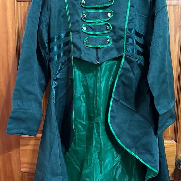 Tops - Renaissance Steampunk Style Tailcoat Green Jacket Long Coat Women's Size 2XL